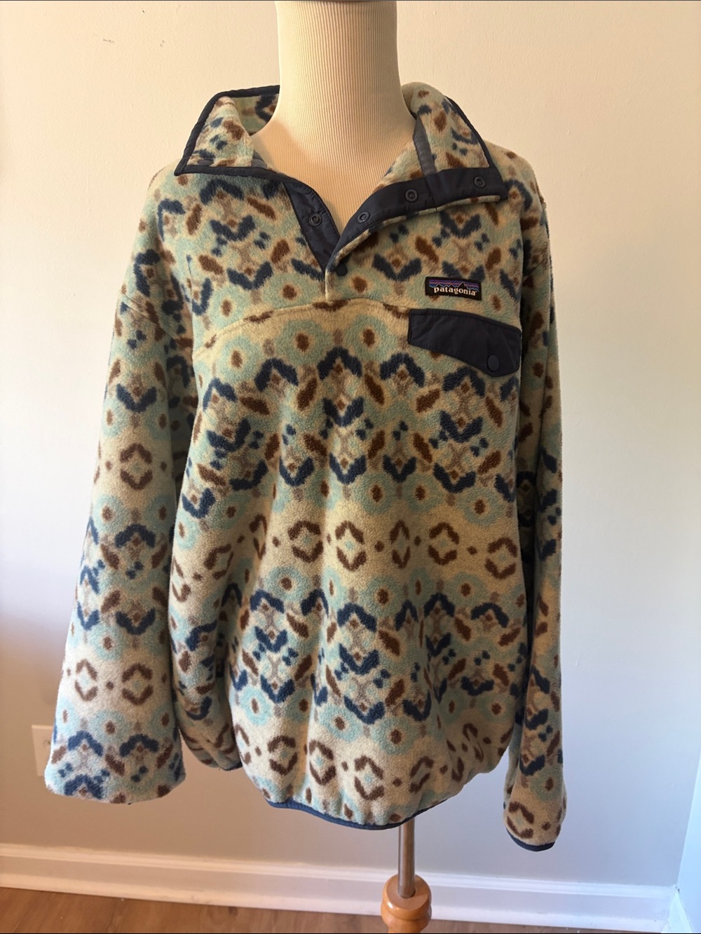 Patagonia Fleece Pullover - Aqua, Navy, Brown